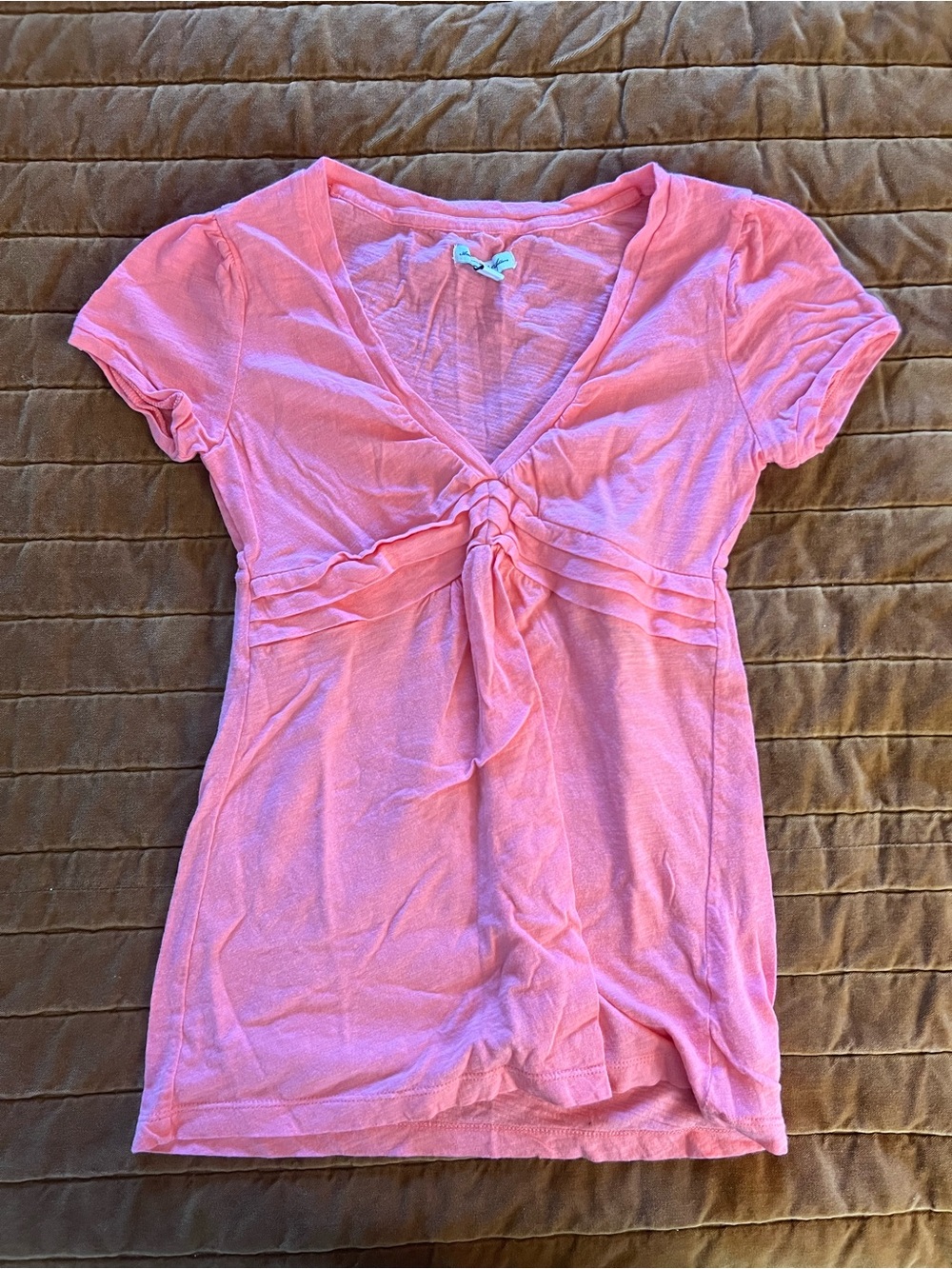 American Eagle Outfitters Women’s Pink V-Neck Twist Front Babydoll Top Y2K